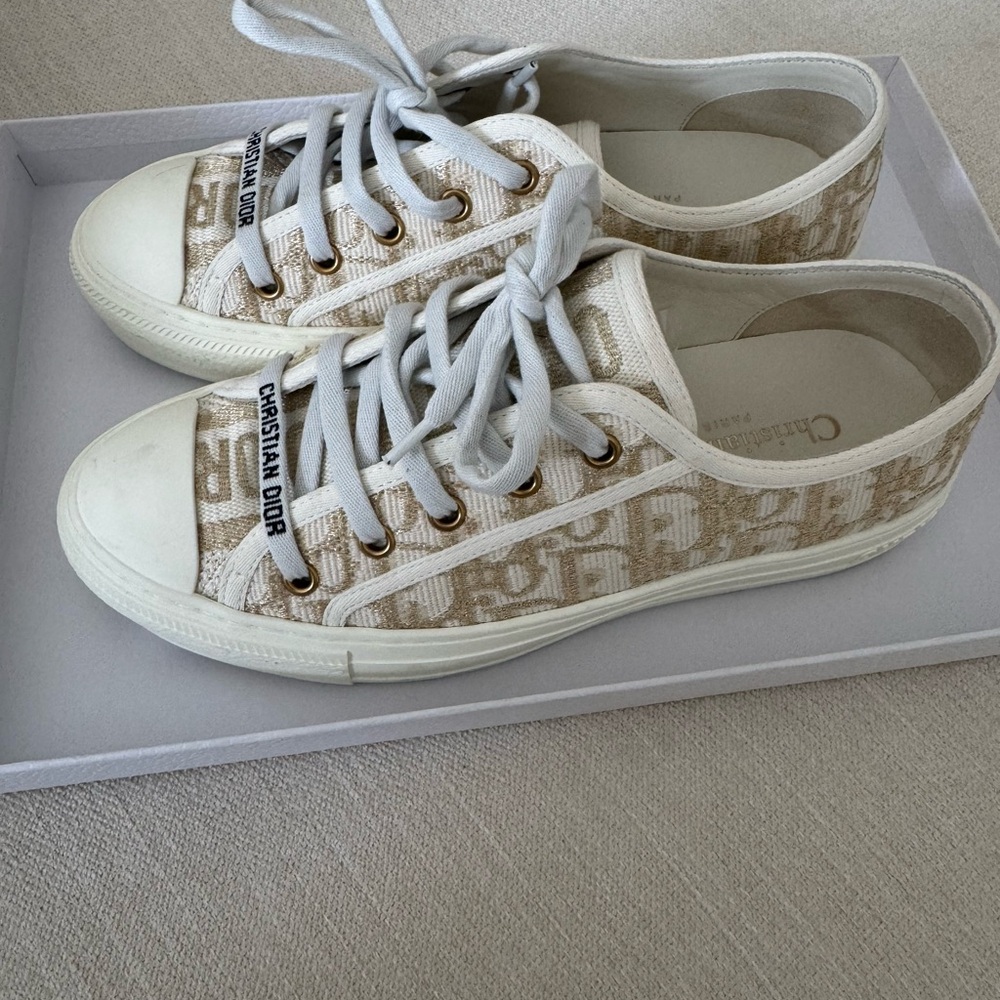 Dior Walk N Dior Oblique Lurex Pale Gold Sneaker